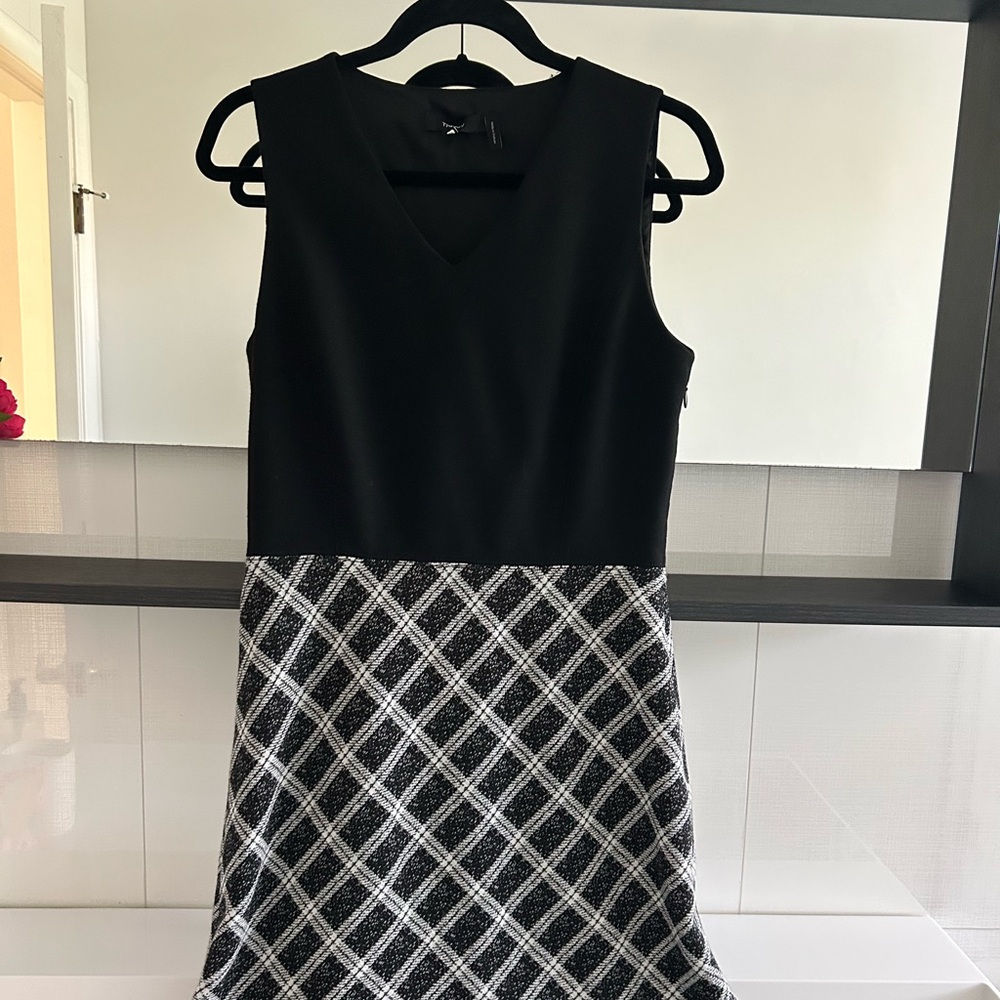 Theory Black and White Checkered Mini Dress
